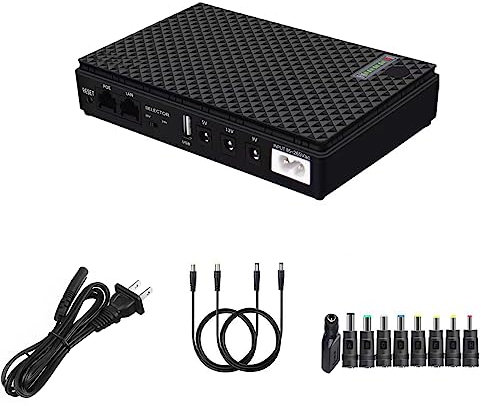 Mini UPS batería de reserva para routers, protector de sobretensión recargable integrado de 10400 mAh (gris) (negro)