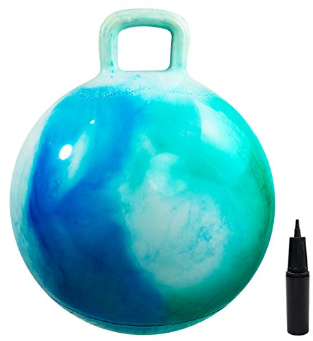 U&C Planet Hüpfball Aufblasbarer Hopperball mit Pumpe, 50 cm Hopper Ball für Kinder max. Belastbarkeit 100 KG, Spielzeug für Kinder 5-9 Jahre Drinnen & Draußen，Wolke blau