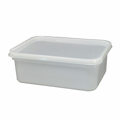 1 Litre Rectangular Food Storage - Ice Cream Tub Containers with Airtight Lids- Pack Size 20