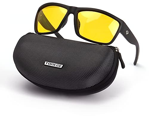 TOREGE Polarisierte Sport-Sonnenbrille für Männer und Frauen, Radfahren, Laufen, Golf, Angeln, Sonnenbrille, Black Frame & Night Lens