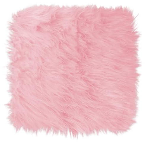 WLLHYF 36CM Quadratischer Kunstpelzteppich Kleiner Mini-Flauschiger Teppich Kissen Wohnzimmer Sofa Boden Stuhlabdeckung Sitzpolster Nagelmatte zum Fotografieren von Schmuck (Rosa, 36cm x 36cm)
