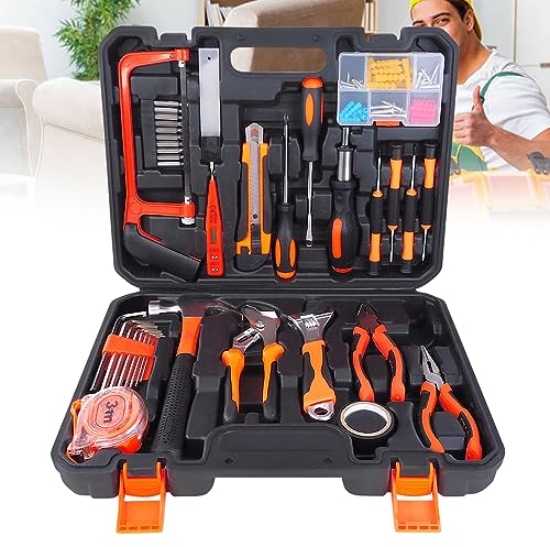 Werkzeugkoffer 102-tlg Werkzeug-Set Profi, Werkzeugkiste Gefüllt, Werkzeugbox Komplett mit Werkzeug, Werkzeugkasten Schraubenzieher Set, Universal und Haushalts
