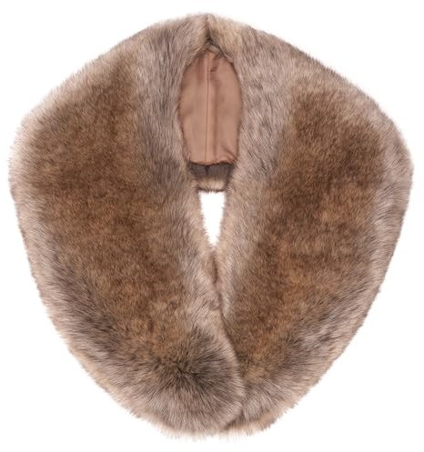 Futrzane Siberian Kragen - 20er Jahre Fellkragen Damen - Faux Fell Pelz Schal (Beige Siberian)