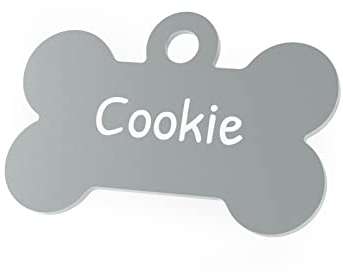 ENGRAVO Hundemarke mit Gravur in Silber 32mm | Knochen Halsbandanhänger personalisiert | Namensschild für Halsband | Anhänger Marke für Hunde, Welpen & Katzen | Dog Tag mit Wunschgravur
