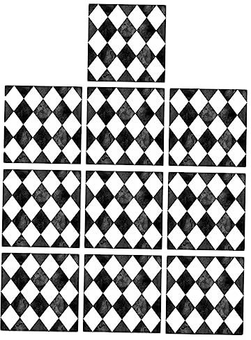 TOVINANNA Tile Stickers: 10pcs Waterproof Diamond White and Black Grid Peel and Stick Wall Tiles Stickers, Self Adhesive Stick on Wall Wallpaper for Kitchen Bathroom