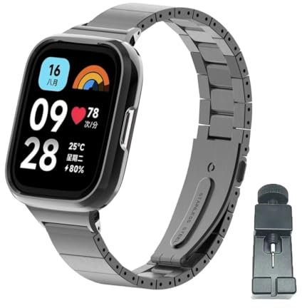 nuosiweilang Kompatibel Für Xiaomi Redmi Watch 3 Active Armband Sport Edelstahl Metall Uhrenarmband Armband Ersatzarmband Für Xiaomi Redmi Watch 3 Active Männer und Frauen Schwarz