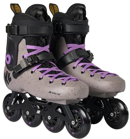 K2 Skates Grid 90 Hardboot Inline Skates Unisex – Erwachsene — Grey - Purple — 30K0221