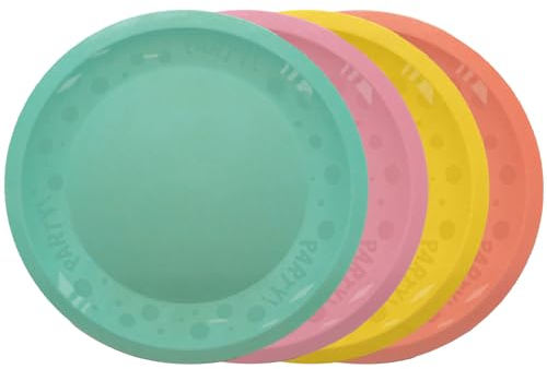 Procos - Juego de platos de plástico, 4 piezas, reutilizables, vajilla de fiesta para cumpleaños, fiesta temática, fiesta barbacoa