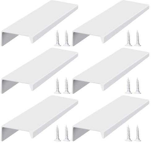 DHSBGWSX 6 Stück Versteckte Türgriffe, Weiße Möbelgriffe, Schubladengriffe Aus Metall, Schrankgriffe, Griffe Aus Aluminiumlegierung, Geeignet Für Küche, Schlafzimmer