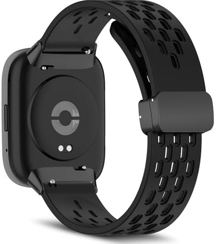 MaEiol Bracelet Silicone pour Xiaomi Redmi Watch 3 Active, Bracelet Magnétique Remplacement Respirant Souple Sport Strap pour Hommes Femmes pour Xiaomi Redmi Watch 3 Active - Noir