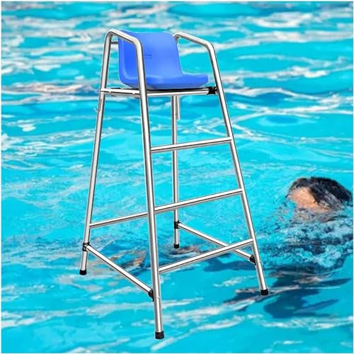 AviiSo Escalera para Piscina Exterior Sillas Altas de Salvavidas para Piscinas caseras, Muelle de Playa, Silla de árbitro de Acero Inoxidable, Taburete de Escalera de Playa(150cm/59in/4.9ft Tall)