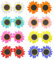 FUIPVGI 8 Stück Sonnenblumen Sonnenbrille Partybrille Lustige Sonnenbrille Hawaii, Spaßbrille Gänseblümchen Gläser, Karneval Accessoire Zubehör für Kostüme (Mehrfarbig)