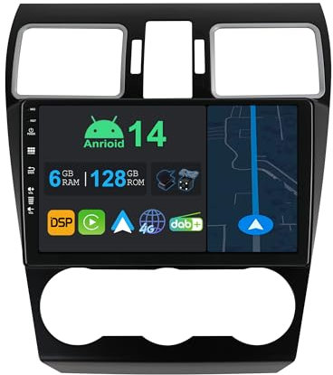 YUNTX 9 Zoll Android 14 Autoradio mit Navi Für Subaru Forester/XV/WRX 2013-2018 | Octa Core | 6GB 128GB | Eingebaut 4G LTE | CarPlay & Android Auto | DSP | DAB | HDMI | Dual Band WiFi
