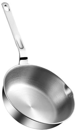 perfk Bratpfanne aus Edelstahl, gebratener Steaktopf, unbeschichtete Pfanne, Eierbratpfanne für alle Herdplatten, Herde, Induktionsherde, Küche, 12cm