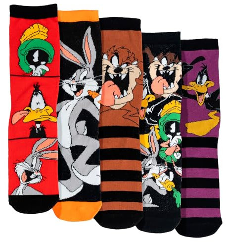 United Labels 5 Paar Looney Tunes Socken für Herren, bunt, 40-45, Herrensocken Bugs Bunny, Daffy Duck und Co., Männer Strümpfe