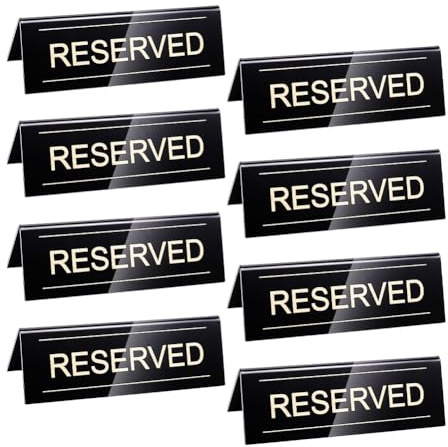 UNICRAFTALE 8 pz Cartelli per Tavolo Riservato In Acrilico per Prenotazione Ospiti per Ristorante Neri Impermeabili Bifacciali per Tavoli Riservati per Matrimoni Compleanni Feste Ristoranti Riunioni