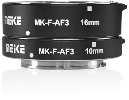 MEIKE MK-F-AF3 Autofokus-Makro-Verlängerungsrohr für Fujifilm spiegellose Kameras (10 mm, 16 mm oder Kombination), kompatibel mit X-T1, X-T2, X-Pro1, X-Pro2, X-M1, X-T10, X-A1, X-A2, X-E1, X-E2, X-E3