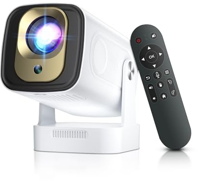 [Enfoque automático/Keystone] Proyector Inteligente con WiFi y Bluetooth 5.4, proyectores nativos Salange 1080p 4K, proyector de Corto Alcance con Aplicaciones integradas, Android 11, Mini proyector