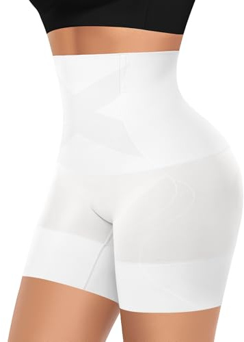 YARRCO Seamless Shapewear Shorts for Women Tummy Control Knickers High Waist Tummy Tuck Slimming Pant Shaping Boy Shorts Underwear Panties Boxers Invisible (#05 White,L)