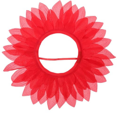 SOLUSTRE Bandeau Fleur Rouge Couvre-chef Enfant Tournesol Capuche De Costume De Tournesol Casque De Costume De Fleur Déguisement Drôle Couvre-chef De Tournesol Pour Enfants Habit En Soie