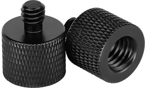 2 Pack Aluminum Alloy 3/8 Female to 1/4 Male Thread Screw Adapter – Durable Tripod Mount Converter for Camera Monitor, Microphone Stand, Flash Bracket, and Photographic Accessories