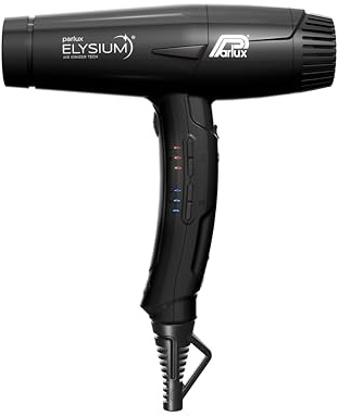 Parlux Elysium Hair Dryer Styling with 3 Speed & 3 Heat Settings (Black) | Lightweight & Compact Ionic Professional Hairdryer for Home & Salon Use. with 3 Styling Nozzles
