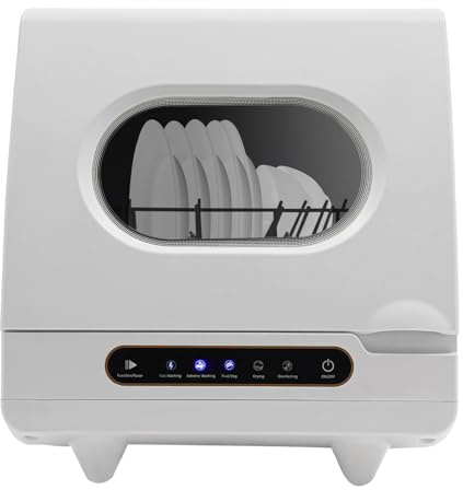 Mini lavaplatos, 5 programas de lavado, lavavajillas portátil con tapa abatible, 6 juegos de capacidad de lavavajillas, llenado automático de agua, lavavajillas para lavar platos para el hogar, color