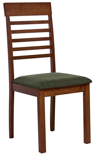 Beliani Set of 2 Dining Chairs Upholstered Dark Brown and Dark Green Ortley