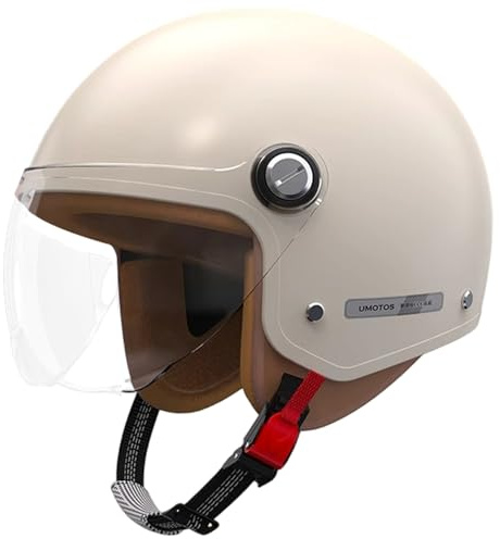 Demi-Casques de, Casque de Ouvert Vintage, Protecteur tête sécurité pour Hommes et Femmes, vélo saleté, Scooter, Cyclisme Beige.
