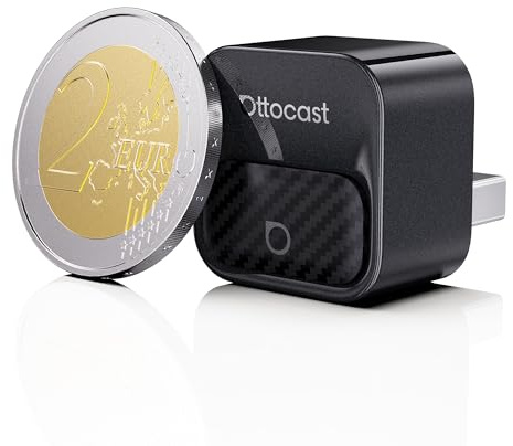 OTTOCAST Mini Core 2-en-1 Adaptateur CarPlay & Android Auto sans Fil 2026 | WiFi 6 & Bluetooth 5.4, Bouton Intelligent pour Changement Facile, USB-A/C pour Voitures CarPlay/Android Auto d'Usine