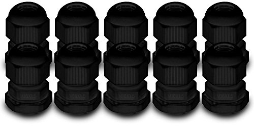 ARLI Kabelverschraubungen M16 x 1,5 mm metrisch IP67 10x M 16 Kabel Verschraubung 4-8 mm schwarz Gegenmutter wasserdicht Kunststoff - 10 Stück