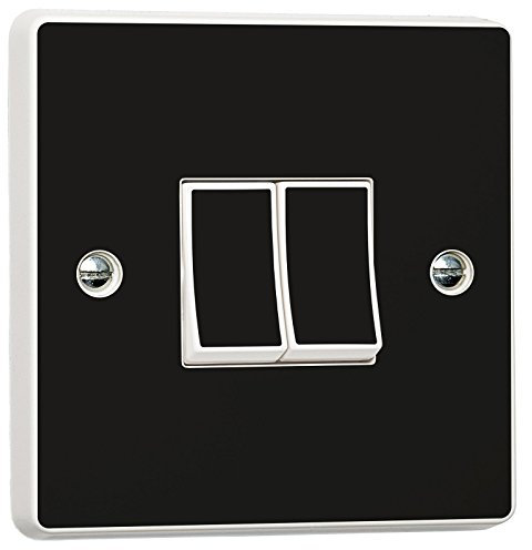 Uni Schwarz glänzend Vinyl Aufkleber Skin für Lichtschalter Cover, Vinyl, Double with Holes