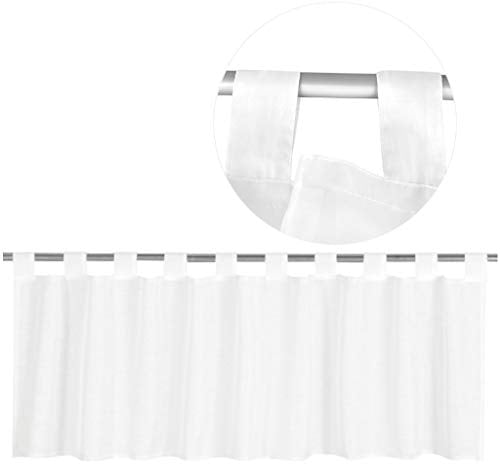 Bestgoodies Schlaufen-Bistrogardine in B160cm x L60cm, transparente Uni Scheibengardine Voile in vielen erhältlich (weiß - schneeweiß)