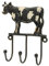 MACOSA SA81676 Hakenleiste Kuh Gußeisen Schwarz Weiß Vintage Landhausstil Antik Retro Garderoben-Haken Kleiderhaken Handtuchhaken Küchen-Haken Leiste