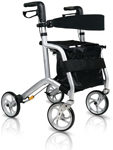 Ultralite Aluminium Rollator 4 Wheel Walking Frame with Seat Zimmer 6.8kg …