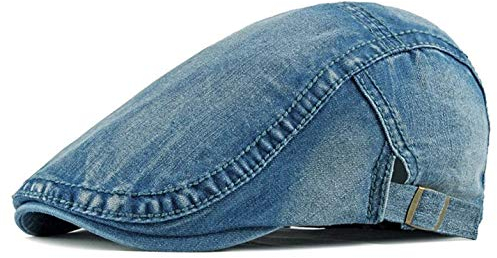 Denim Schiebermütze Herren & Damen Sommer Flatcap Barett Schirmmütze Sportmütze (Blau)