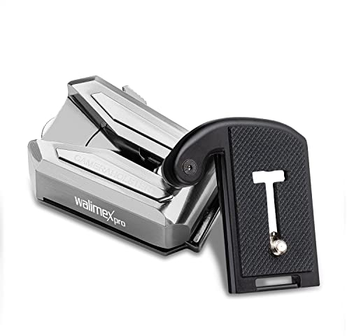 Walimex Pro Kamera Clip mit V-Dock für Gürtel & Schnellwechselplatte I Kamera-Holster aus Metall I Arca-Swiss-kompatibel I V-Clip mit Kamerasicherung I Auslastung bis 5kg I für Gürtel bis 50mm Breite