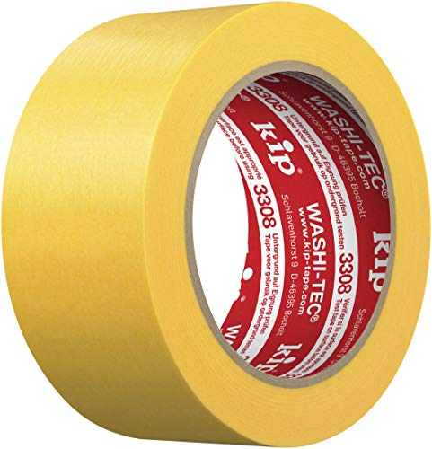 Kip WASHI-TEC Goldkrepp - Klebeband 48 mm x 50 m - Sehr Dünnes Klebeband für Innen & Außen - Scharfe Farbkanten ohne Unterlaufen - Hohe Klebkraft