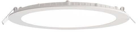 National Lighting SIRIODISC 18W LED Round Recessed Ceiling Flat Panel Ultra Slim Lamp in Cool 4000K for Commercial Lighting Office Corridors, Matt White Paint & Frosted Acrylic