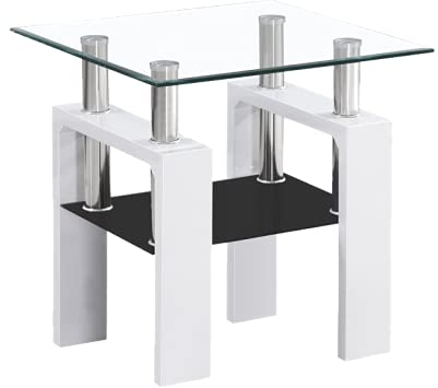 SIGNAL MEBLE Table Basse D'appoint - Lisa D - 60 X 60 X 55 Cm - Couleur Blanc Laqué