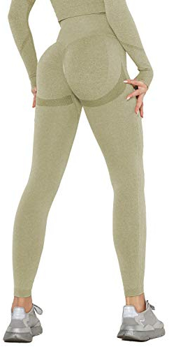 DUROFIT Scrunch Butt Leggings Damen High Waist Sport Leggings Po Push Up Leggings Booty Lift Leggins Gym Leggings Yoga Pants Ruched Sporthose Grün S