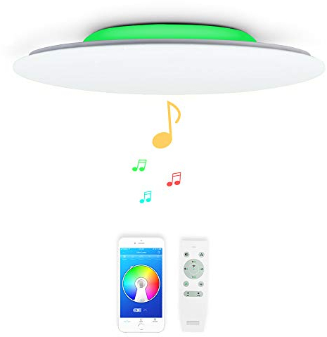 48w Φ51cm Musik Led Deckenleuchte mit Bluetooth Lautsprecher, Deckenlampe Farbwechsel mit Fernbedienung und APP-Steuerung, Helligkeit Verstellbar für Wohnzimmer Schlafzimmer Kinderzimmer Küche
