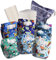 Littles & Bloomz 605VM6 Wiederverwendbare Windel mit Klettverschluss, 6 Windeln + 6 Einlagen, 1 Einweg-Bambuseinlage, 1 Feuchtwindeltasche