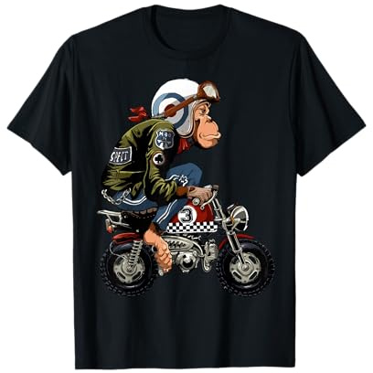 Life is a Monkey Bike - Unisex Erwachsene & Kinder - Katzen - Kurzarm - T-Shirt - Cartoon - Schwarz - S