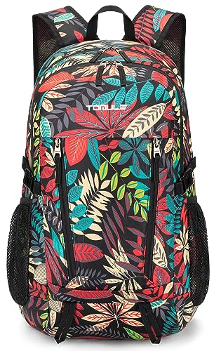 TOMULE Kleiner Wanderrucksack Damen Leicht,Faltbarer Rucksack Wasserdicht Herren 40L,Leichter Reiserucksack Damen Groß Rot