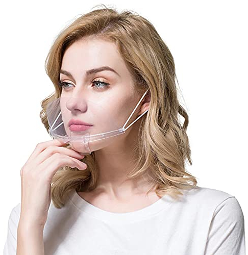 GUSTO 12 Pezzi Visiera Mascherina Trasparente per Naso e Bocca Bordo Bianco con Elastici per Cucina Ristoranti Chef Studio Estetico Anti-Appannamento (12 pezzi)