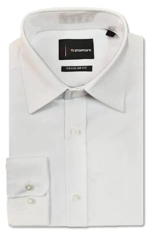 Trendimark Men's Formal Long Sleeve White Shirt | Collar Size 14.5 (17.5)