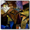 Coloray Uhr auf Leinwand - Schwarze Hände - 30x30cm Wandkunst Wohnzimmer Schlafzimmer Dekoration Lautlos Nicht Tickend Moderne Kunst Wandgemälde - Picasso-Geometrie
