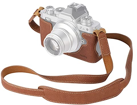 SMALLRIG Zfc Z fc Kameratasche mit Schultergurt, Retro Style Braunes Leder Halbtasche mit Aluminium Grundplatte, Camera Case für Nikon Z fc - 3481