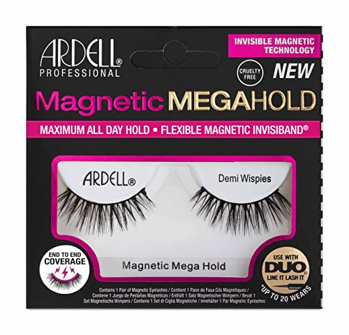 ARDELL Magnetic Megahold Wimpern magnetisch (Demi Wispies) - Magnetische Wimpern mit durchgehend magnetischem Wimpernband für ultra Halt | kein Wimpernkleber notwendig - vegan & wieder verwendbar